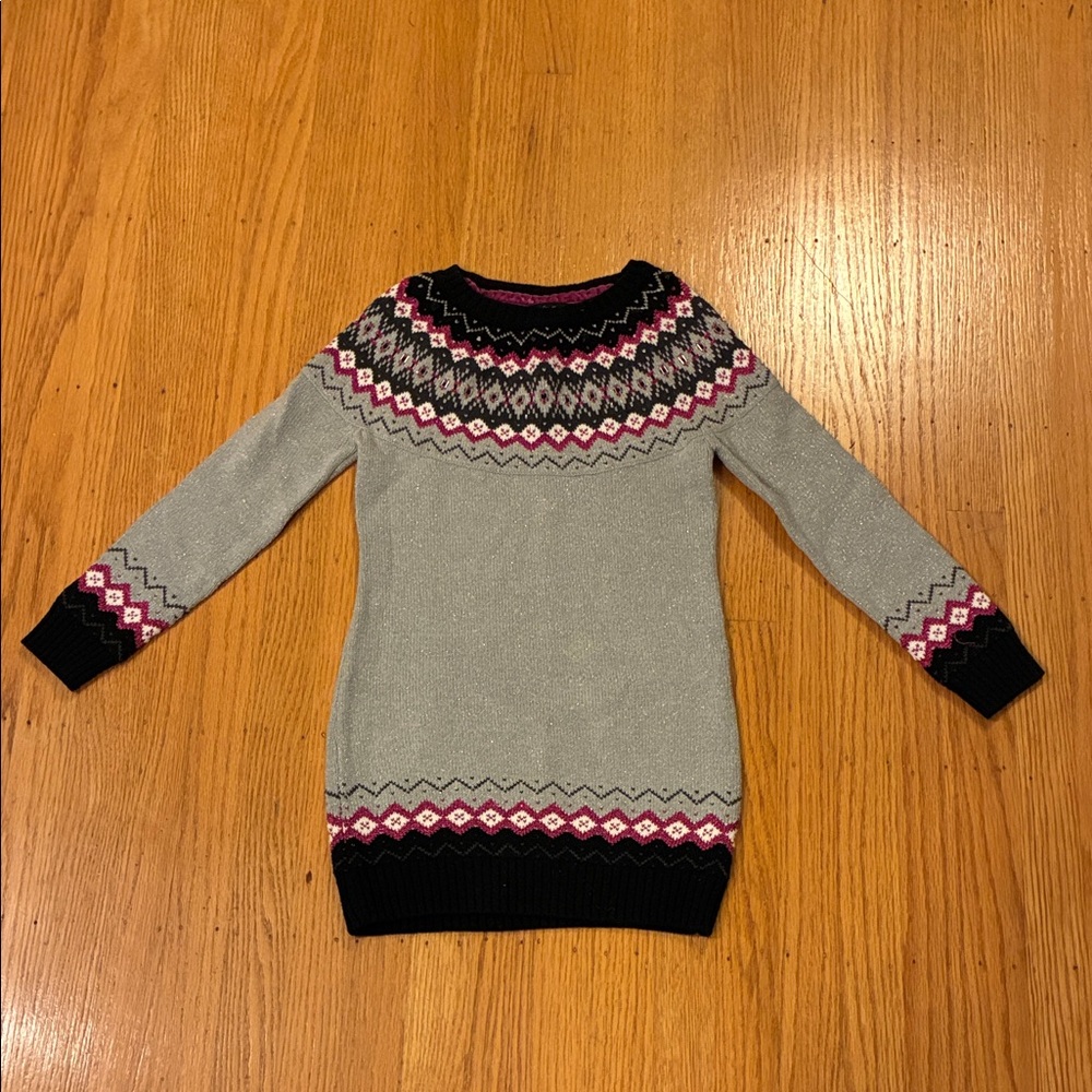 Cynthia Rowley Gray and Pink Fair Isle Sweater